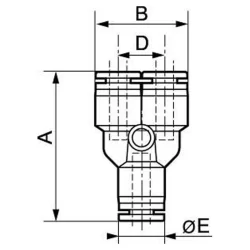 Raccord  Y egal pression d'utilisation 0 à 10 bar température 0° à +60° C polymère et laiton nickelé