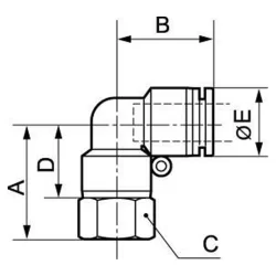 Coude 90° femelle cylindrique orientable RPC FG G3/8 diamètre tube 12 mm