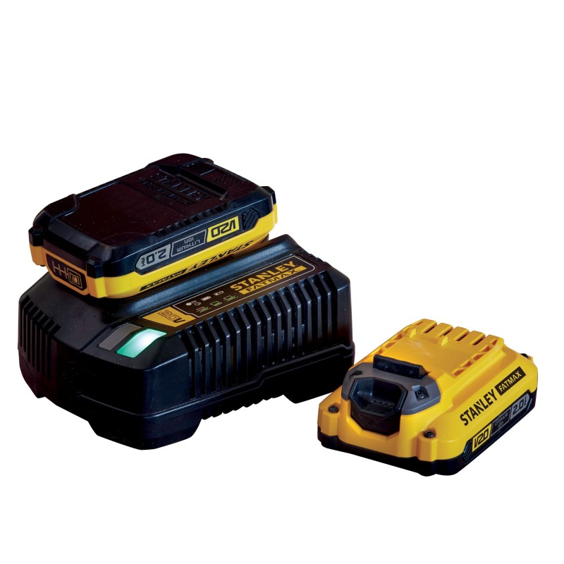 Starter Stanley kit chargeur 2A + 2 batteries 2 Ah