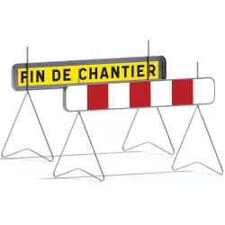 Panneau signalisation début et fin de chantier recto/verso K2 1400x200mm T1