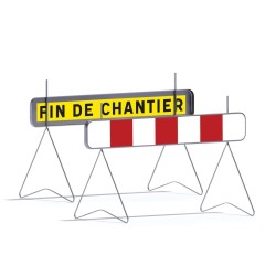 Panneau signalisation début et fin de chantier recto/verso K2 1400x200mm T1