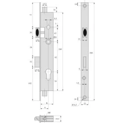 Serrure 3 points 2270 VARIAXE axe cylindre 26 mm largeur 41 mm