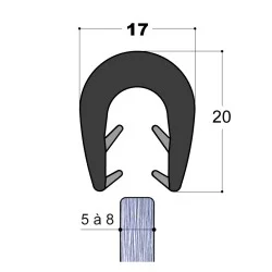 Joint de bord de tôle en EPDM bi-dureté pour bord de tôle de 5 à 8 mm d'épaisseur - Touret 50 ml