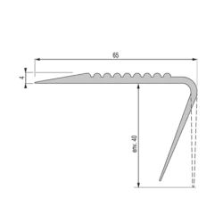 Nez de marche PVC noir à coller 65x 44 mm longueur 1700 mm