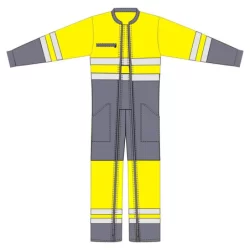 Combinaison haute visibilité à 2 zips PBV jaune fluo et gris