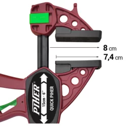 Serre-joint modèle rapide Quick PIHER Tige 8 x 3 mm Saillie 8 cm