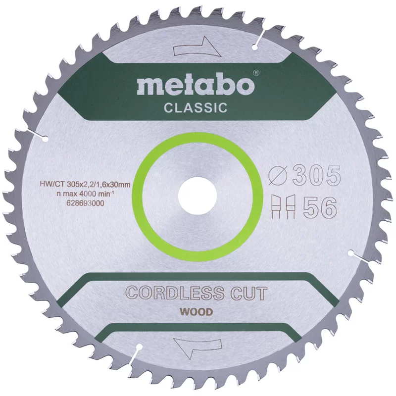 Lame de scie Metabo Classic Cut Wood 305x30 mm Z56 WZ 5°