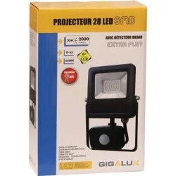 Projecteur LED SMD 20W 2000 lumens extra plat avec détecteur radar