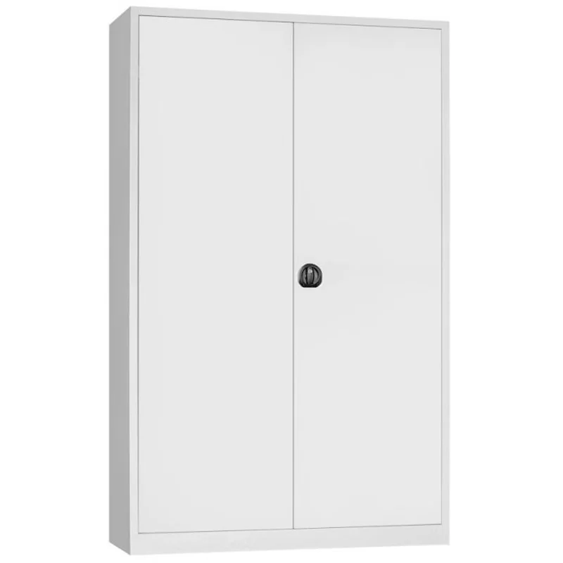 Armoire de bureau métallique monobloc à portes battantes gris clair 1200x420x945