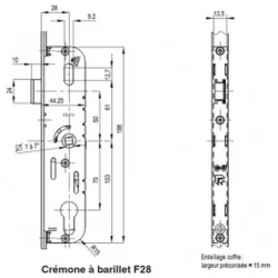 Crémone à cylindre Ferco axe 28 mm longueur 2030 mm G-22675-20-0-1