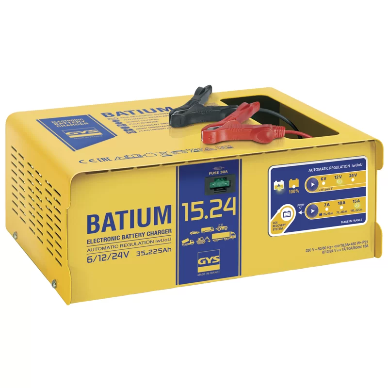 Chargeur de batterie automatique à microprocesseur Gys Batium 15-24 6/12/24V 230V 450W