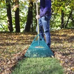 Balai à gazon XL 27 dents manche bois spécial feuilles