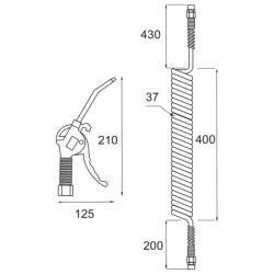 Soufflette progressive 110mm avec tuyau spiral 4.5m et raccords