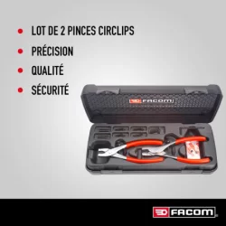 Jeu de pinces pour circlips - 470 Facom - pour circlips intérieurs et extérieurs - en coffret