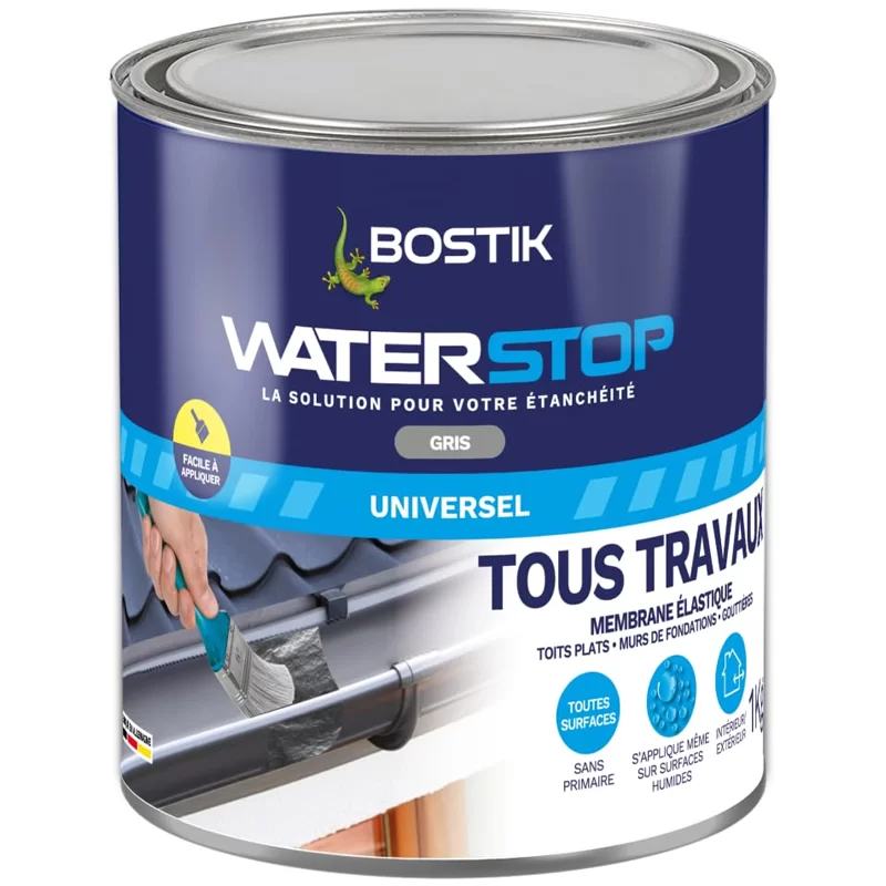 Membrane d'étanchéité Waterstop direct sans primaire pot de 1 kg coloris gris