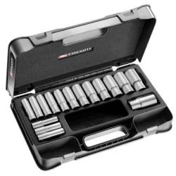 Coffret douilles 1/2  longues 12 pans métriques - 16 pièces