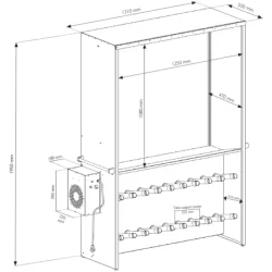 Penderie chauffante Caray vêtements bottes maximum 10 pers 1600W -L150 X P50 X H197CM