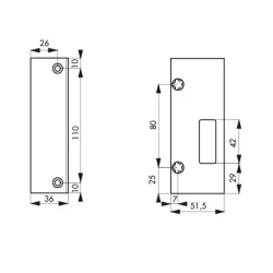 Serrure applique verticale CP 75X130 mm sens droit