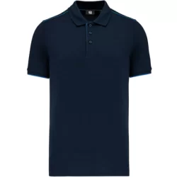 Polo contrasté manches courtes homme Navy / Light Royal Blue