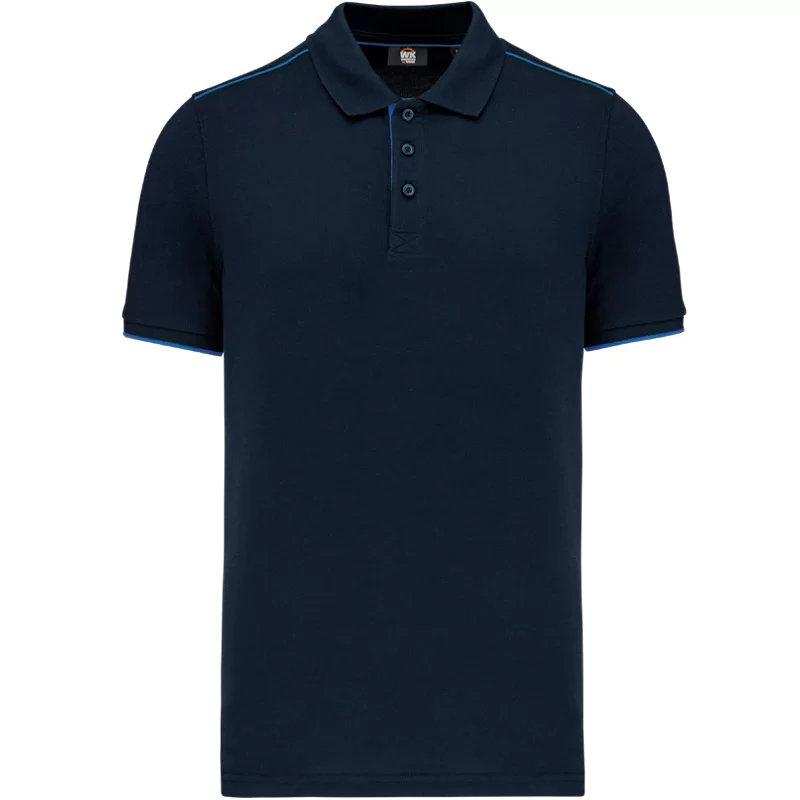 Polo contrasté manches courtes homme Navy / Light Royal Blue