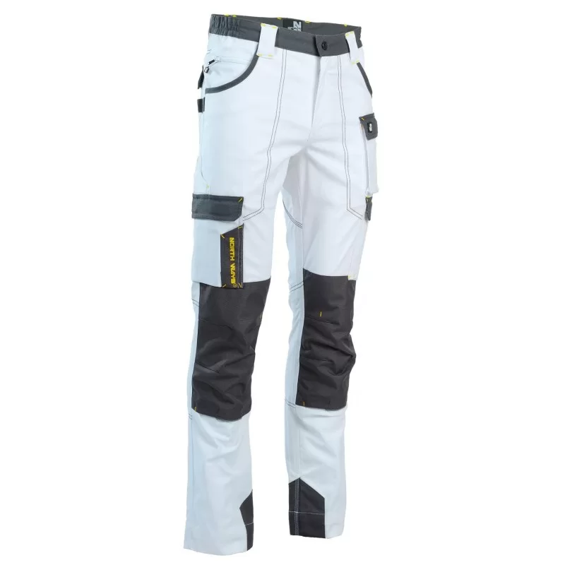 Pantalon de travail Cary avec porte-genouillères blanc et gris