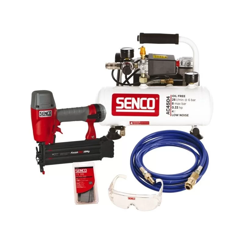 Cloueur de finition avec compresseur et accessoires Senco FinishPro AC4504 230V - pack complet