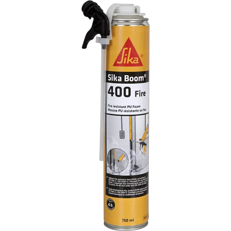 Mousse polyuréthane expansive Sika Boom 400 Fire classée au feu E1240 coupe feu 4h Aérosol 750 ml