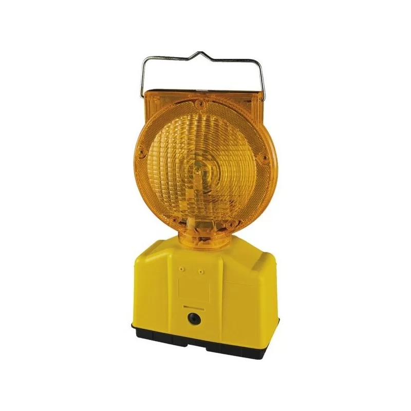 Lampe de chantier solaire clignotante Taliaplast diamètre 180 mm avec 4 piles rechargeables