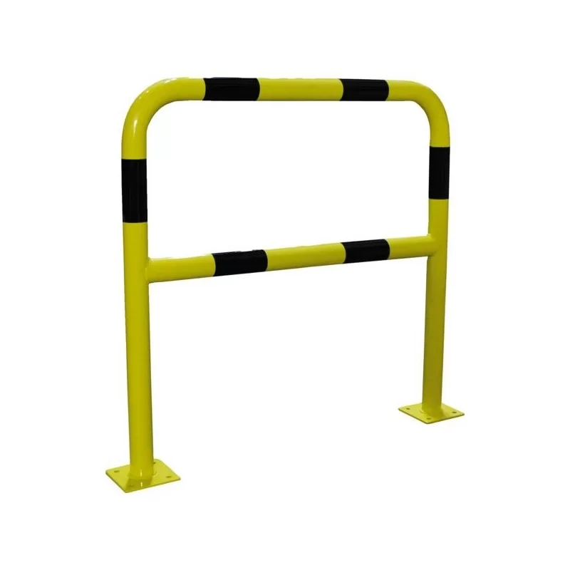 Barrière de sécurité acier avec platine tube diamètre 60 mm noir et jaune 2000 x 1000 mm