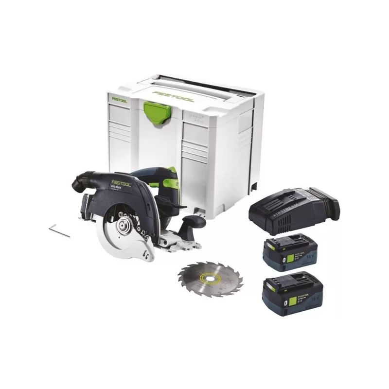 Scie circulaire ss fil Festool HKC 55 5,2 EBI-Plus-SCA 2 batterie 5,2 Ah et chargeur rapide 160 mm