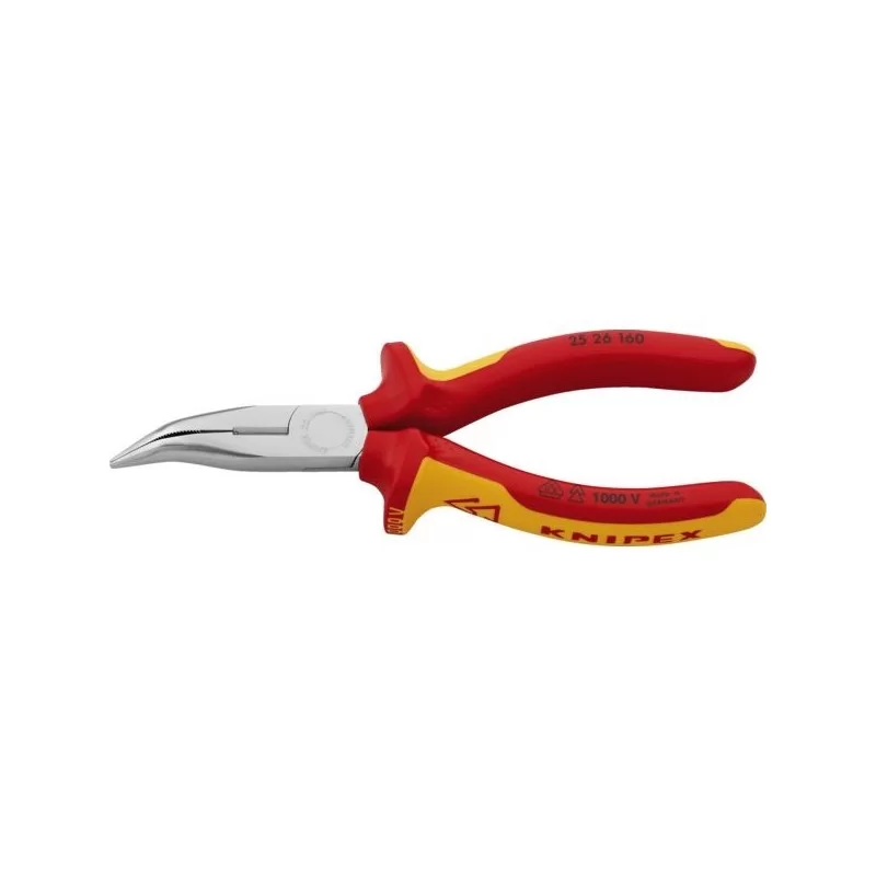 Pince courbée becs demi ronds isolés 1000 V longueur 160 mm