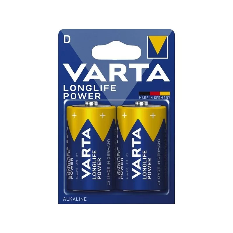 Pile alcaline D (LR20) Varta Long-life Power D, lot de 2