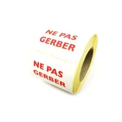 Etiquette adhésive  NE PAS GERBER  114X130 mm rouge sur fond bland rouleau de 1000 étiquettes