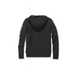 Sweat femme Clarksburg à capuche non zippé logo Carhartt sur manche Noir