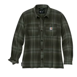 Chemise femme Plaid manches longues en flanelle Vert Militaire