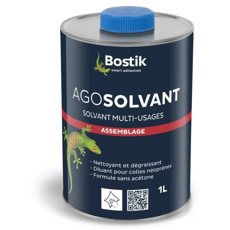 Diluant nettoyant Bostik Agosolvant pour colle néoprène nitrile PU acrylique pot 1 litre