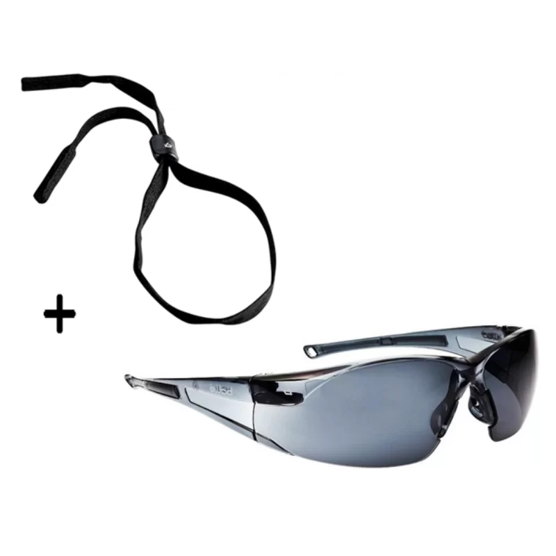 Lunette de sécurité RUSH Bollé fumée transparent Noir avec cordon