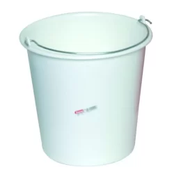 Seau plastique rond - Brosserie Thomas - Capacité 10 litres - Polyéthylène blanc et anse métal