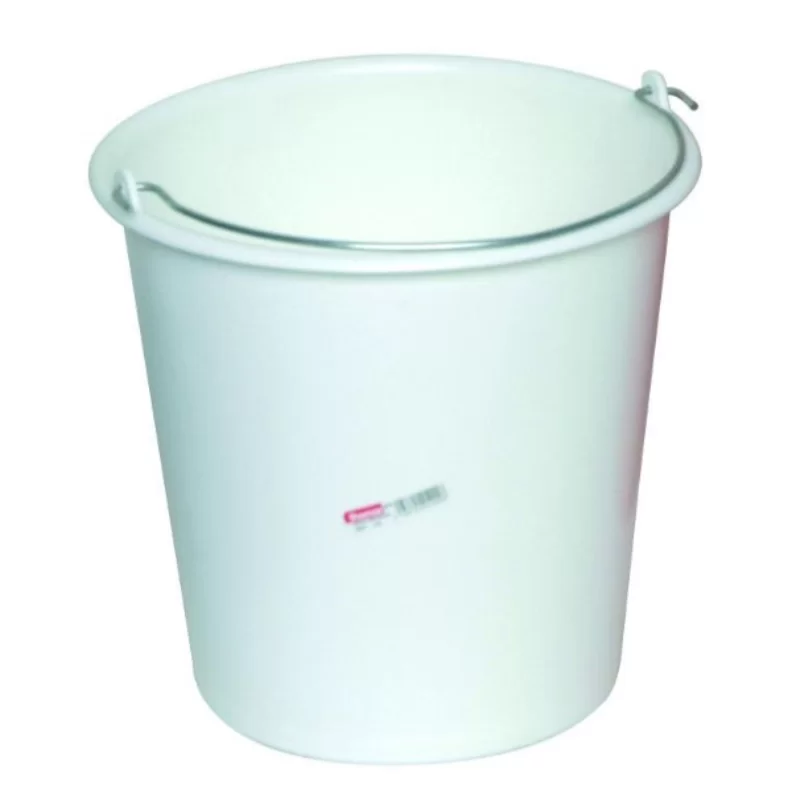 Seau plastique rond - Brosserie Thomas - Capacité 10 litres - Polyéthylène blanc et anse métal