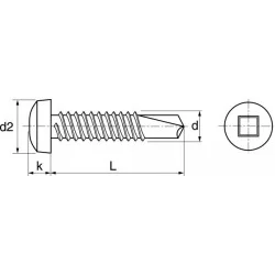 Vis autoperceuse tête cylindrique crantée carrée acier Zingué 4,2 x 19 mm - Boîte de 500