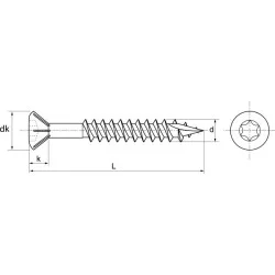 Vis de terrasse tête fraisée bombée TX 25 Inox A2 4.5x70