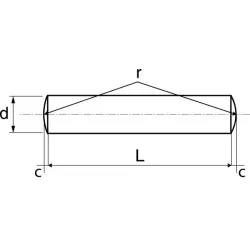 Goupille cylindrique inox A1 DIN 7 diamètre 2 mm longueur 6 mm boîte de 100