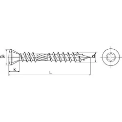 Vis pour terrasse tête fraisée réduite six lobes double filet inox A4 M4x40