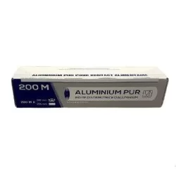 Papier aluminium pour contact alimentaire - Rouleau de 200 m x 29,5 cm - Boîte distributrice